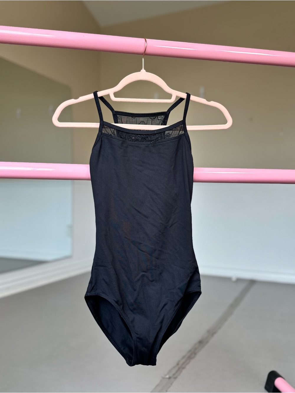 Mirella Black Lace Mesh Dance Leotard